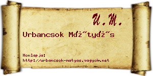 Urbancsok Mátyás névjegykártya